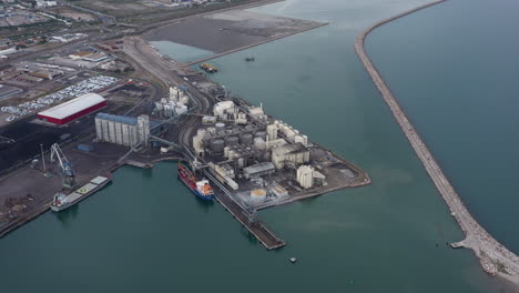 industrial-harbor-facilities-Sete-dock-France-aerial-shot-cloudy-day